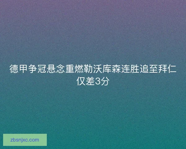 德甲争冠悬念重燃勒沃库森连胜追至拜仁仅差3分 德甲争冠悬念重燃勒沃库森连胜追至拜仁仅差3分