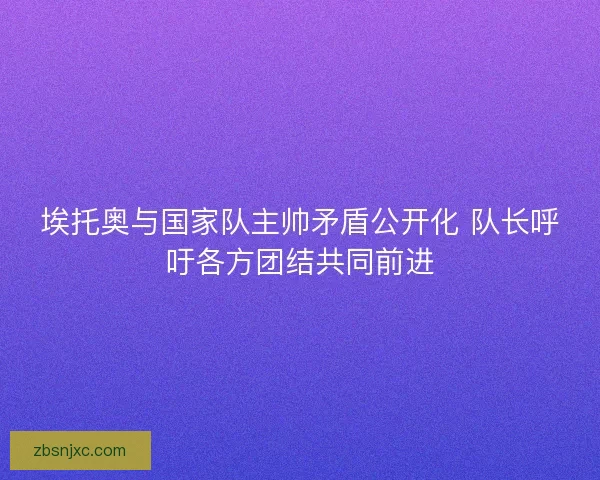 埃托奥与国家队主帅矛盾公开化 队长呼吁各方团结共同前进 埃托奥与国家队主帅矛盾公开化 队长呼吁各方团结共同前进